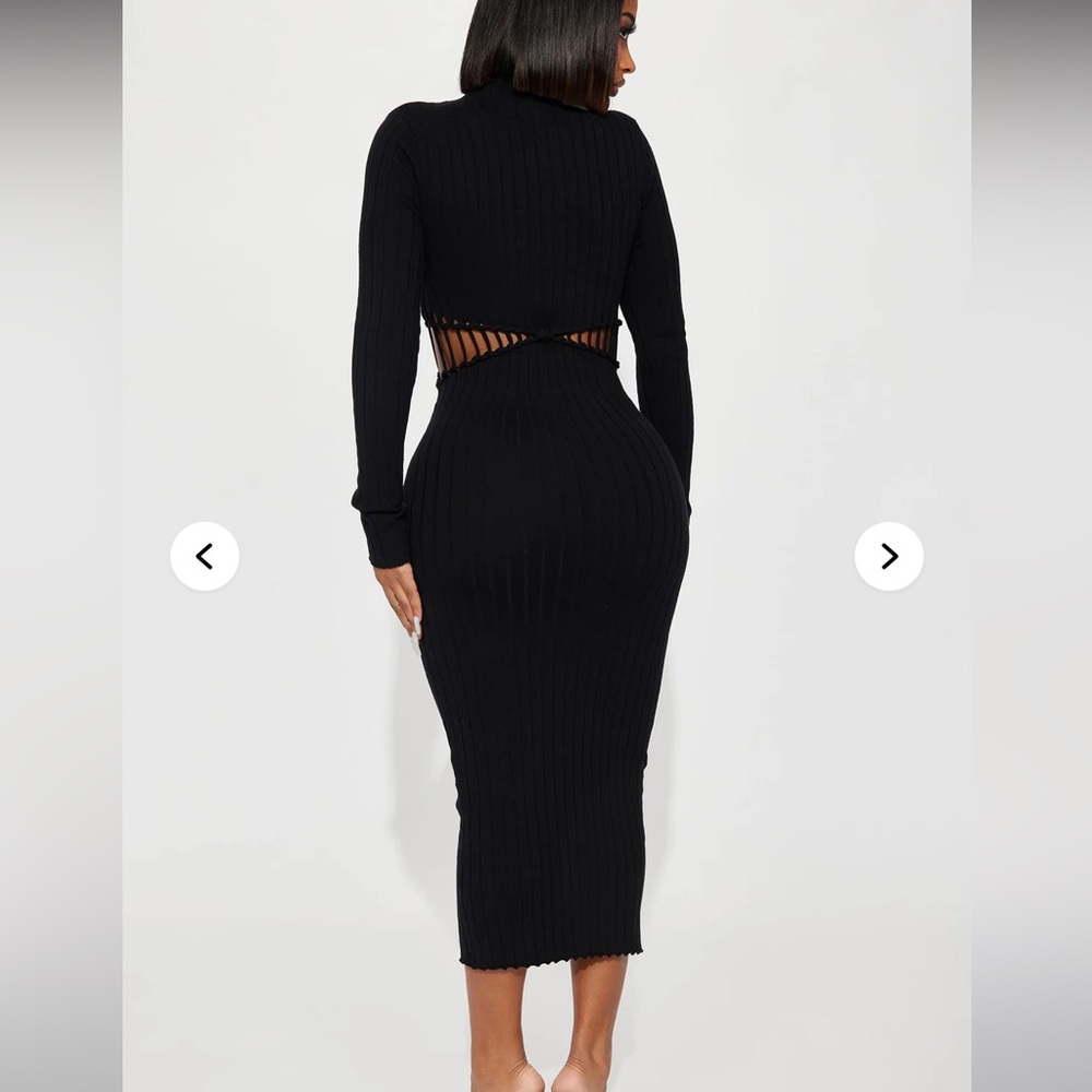 Fashion Nova Black Ribbed Sweater Dress